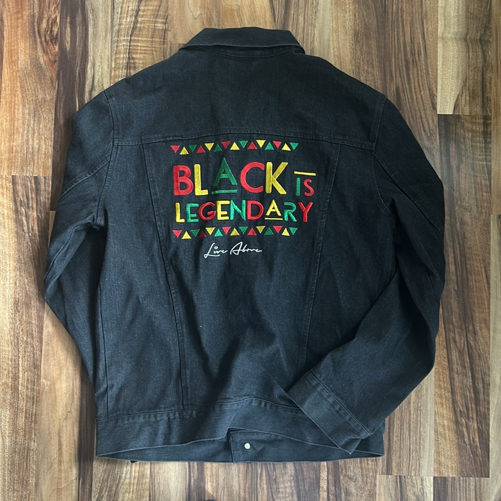 Black Denim Jacket with Embroidery